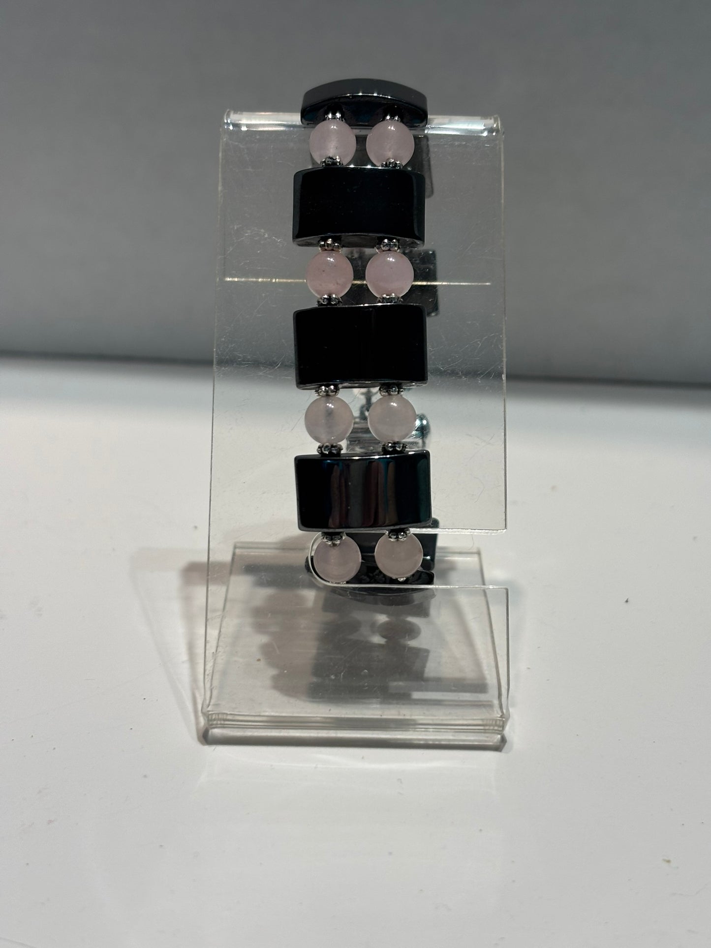 Heart & Armor Bracelet – Rose Quartz & Hematite