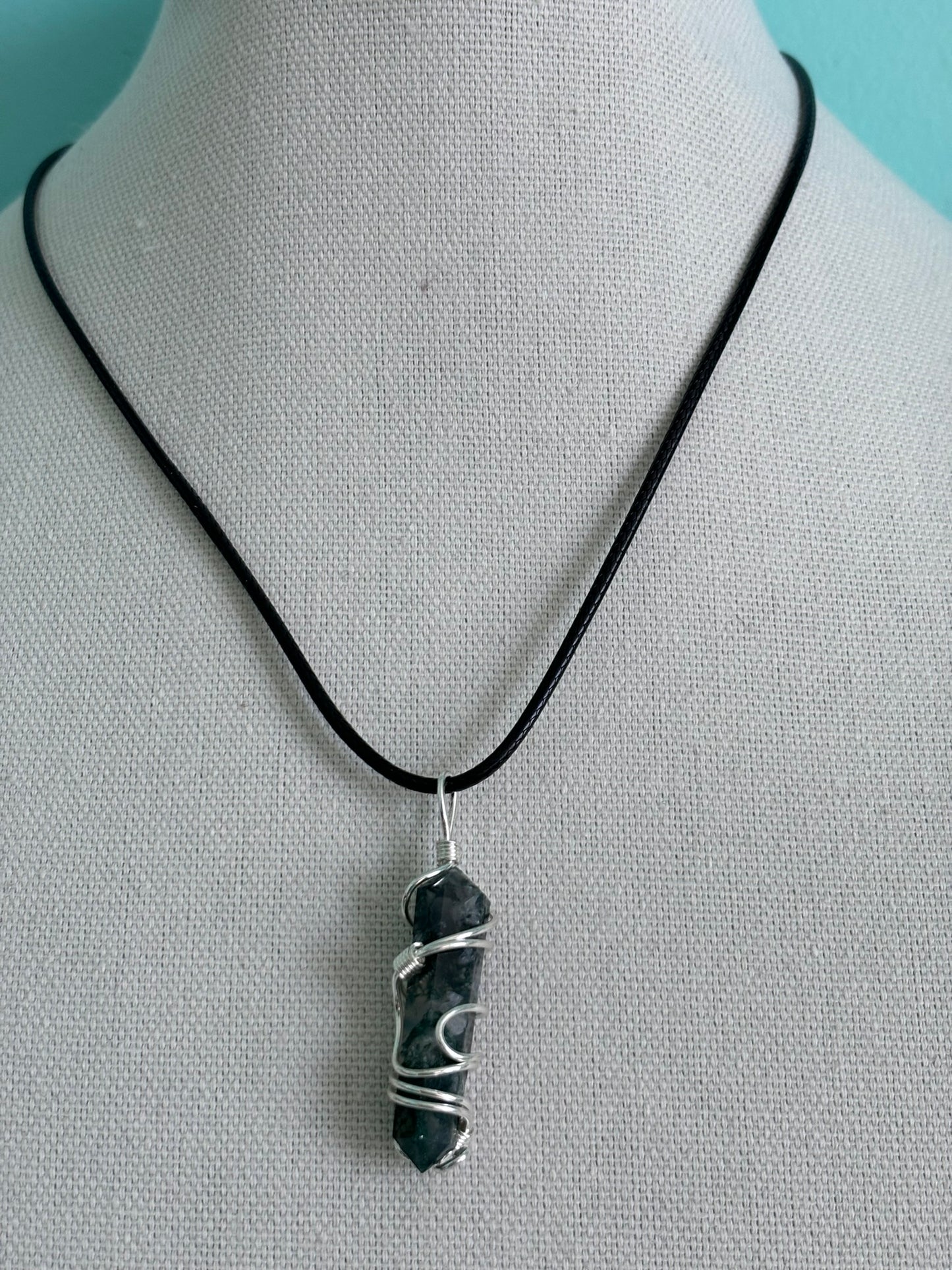 Moss Agate Wire Wrapped Necklace