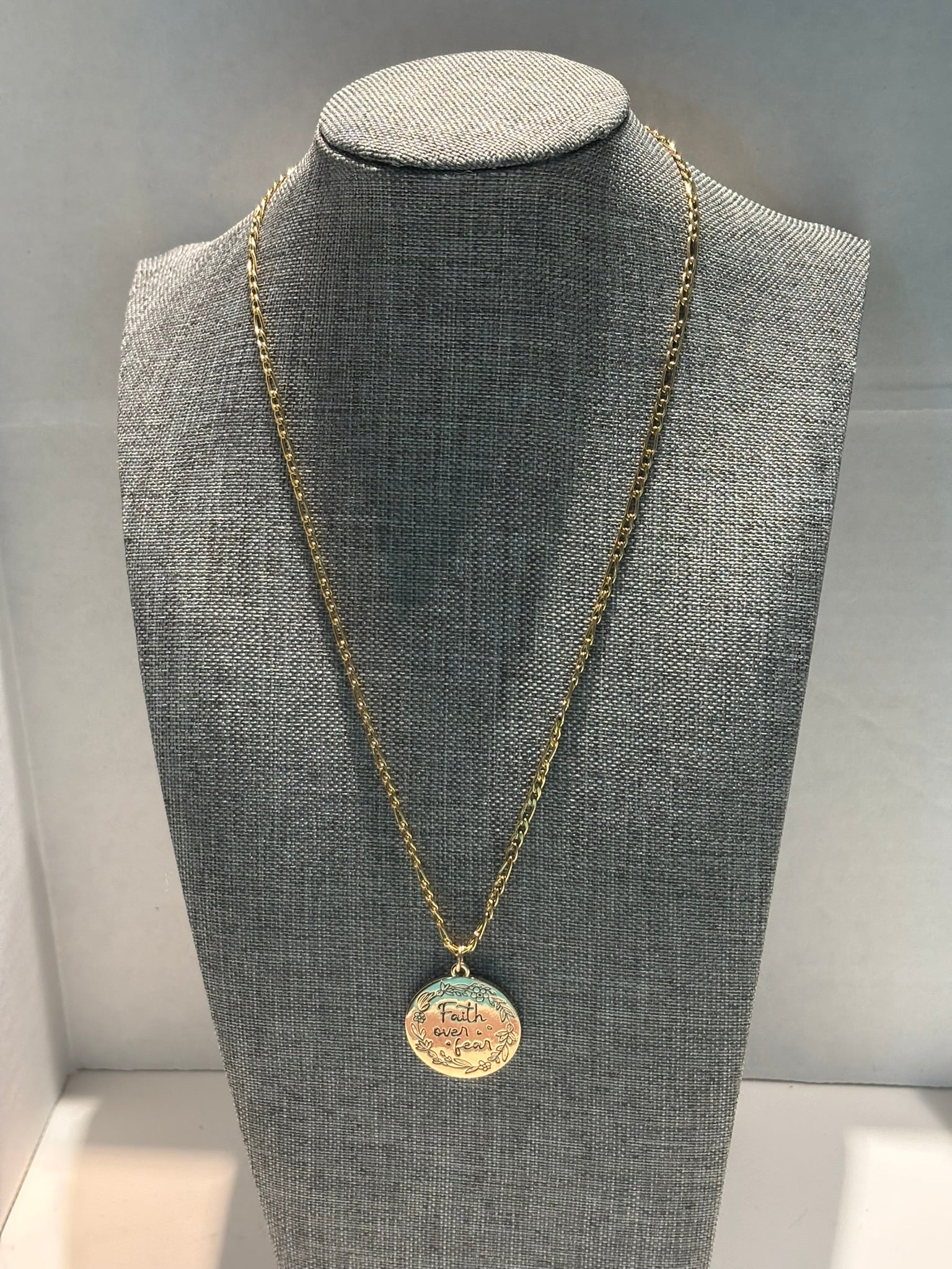 Faith Over Fear Necklace – Gold Pendant, 18"