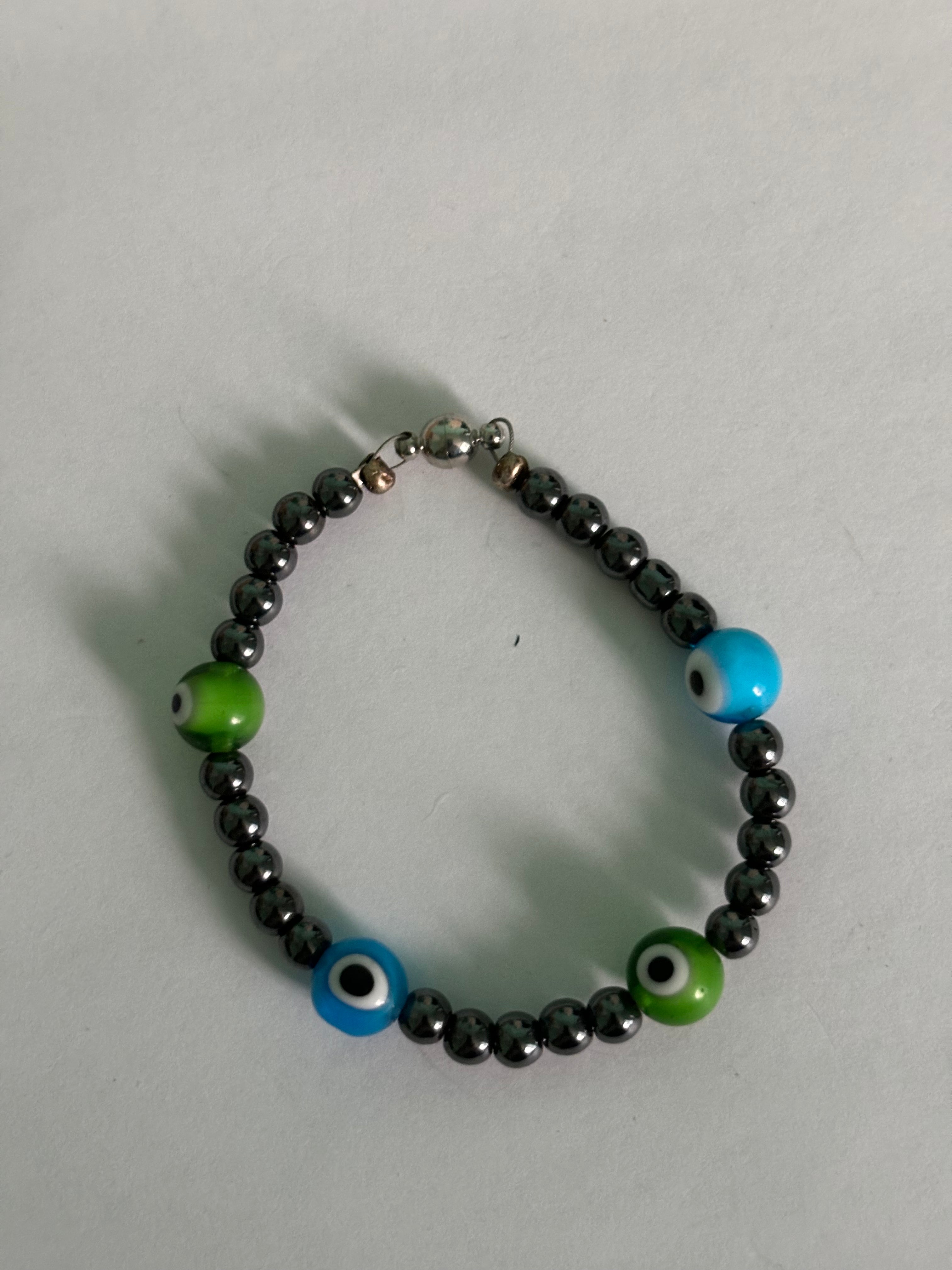 Hematite and Evil Eye Bracelet