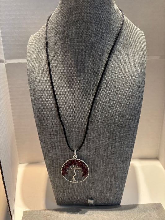 Garnet Tree of Life Strength & Passion Necklace