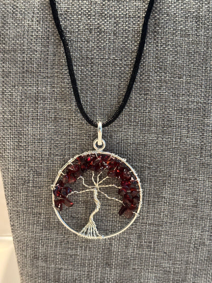 Garnet Tree of Life Strength & Passion Necklace