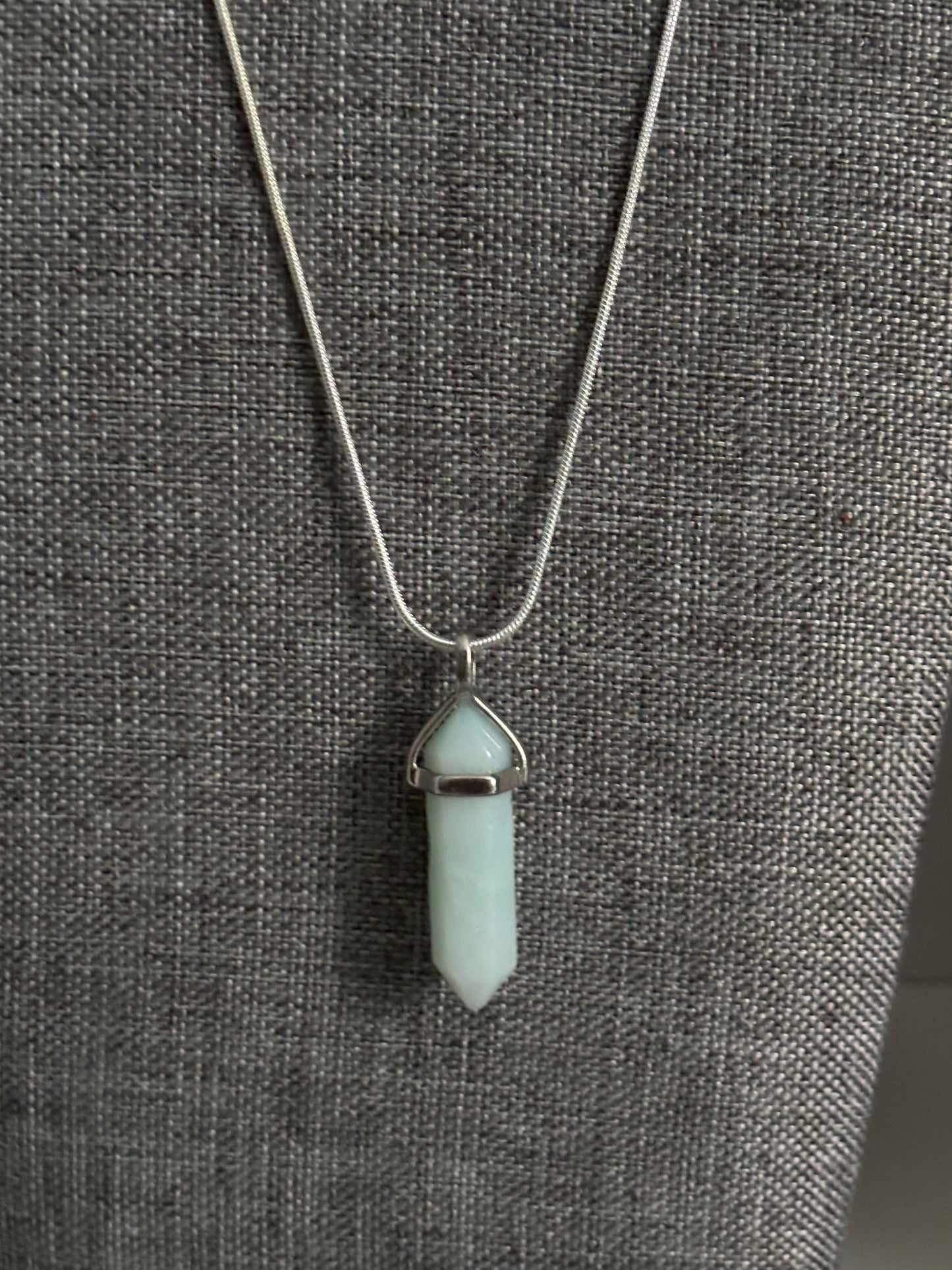Opalite Crystal Point Necklace on Silver Chain, Energy Healing Pendant