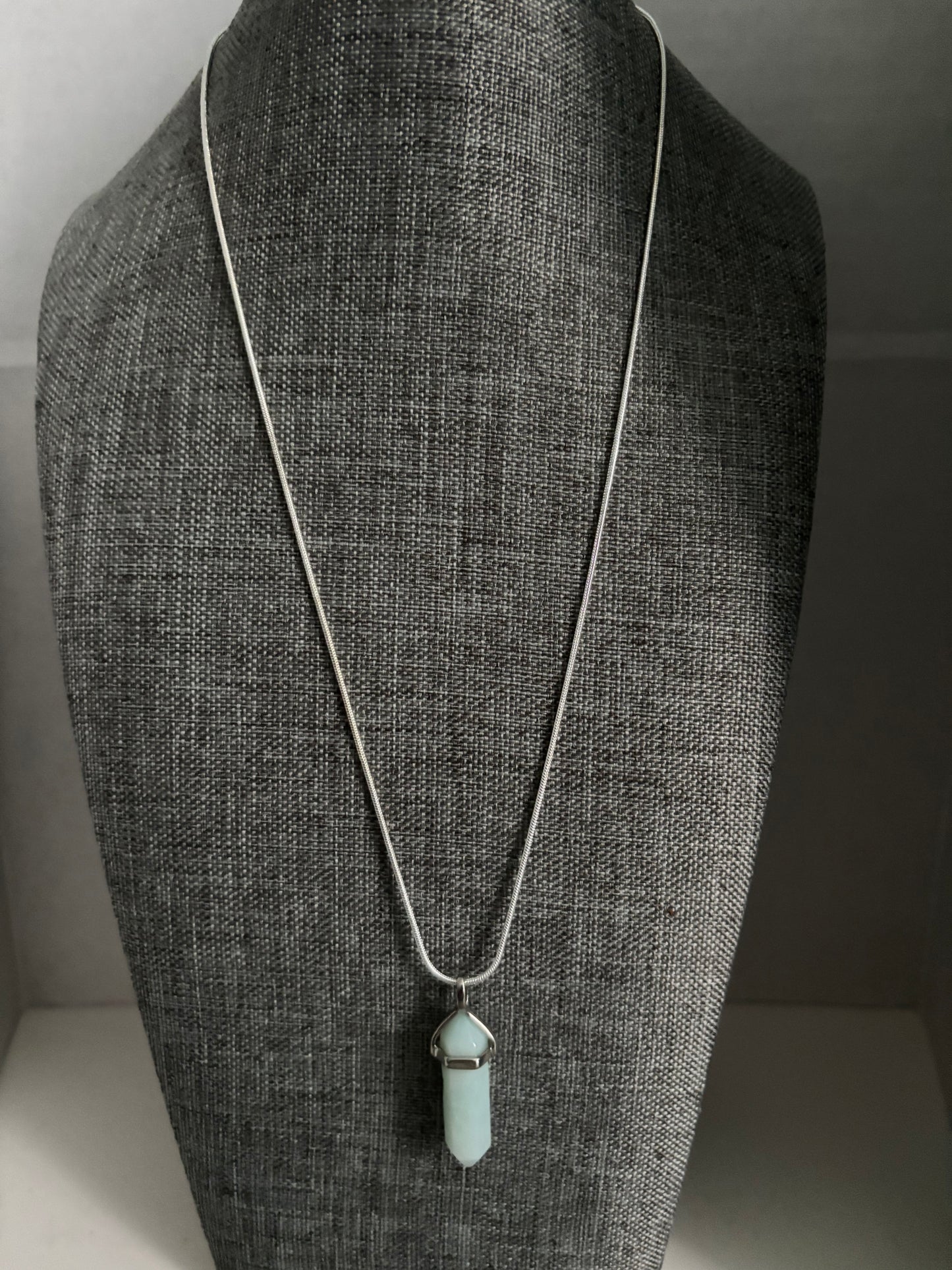 Opalite Crystal Point Necklace on Silver Chain, Energy Healing Pendant