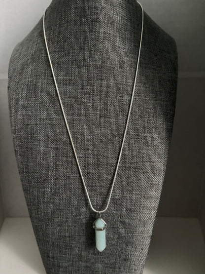 Opalite Crystal Point Necklace on Silver Chain, Energy Healing Pendant