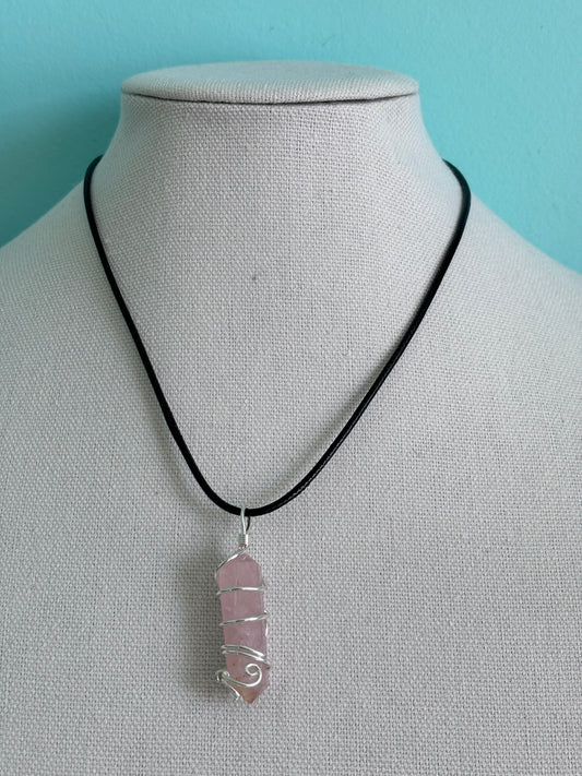 Rose Quartz Wire Wrapped Necklace
