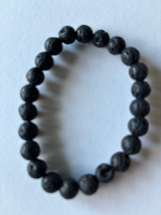 8 mm Black Lava Stretchy Bracelet